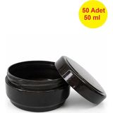 Demet Home 50 ADET 50 ml Siyah Boş Plastik Pomat Kozmetik Krem Ecza Hobi Kutusu Krem Kavanozu Empty plastic empty box