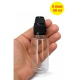 demethome 5 Adet 50 ml boş pet şişe İğne Uçlu Çocuk Kilitli ecza-Numune-likit-kolonya-parfüm-sıvı şişe 50 cc