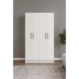 Demezler Home Modern 4 Kapaklı Beyaz MDF Gardırop 205x140x50 cm Elbise Dolabı Yatak Odası Dolabı