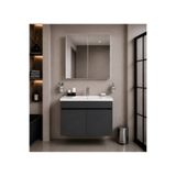 Demezler Home Modern 80 cm Antrasit MDF Hilton Banyo Dolabı Takımı Aynalı Seramik Lavabolu Alt ve Üst Dolap