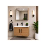 Demezler Home Modern Luna 65 cm Ahşap MDF Banyo Dolabı Takımı Aynalı Üst Modül ve Seramik Lavabolu