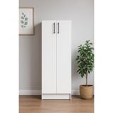 DEMEZLER MOBİLYA Modern 2 Kapaklı Beyaz Çok Amaçlı Kiler Dolabı 130×50×30 cm MDF Kiler Mutfak Düzenleyici