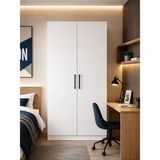 Demezler Mobilya Modern 2 Kapaklı Beyaz Gardırop | 180 x 70 x 50 cm |MDF Elbise Dolabı Askılı Raflı Yatak Odası Dolabı