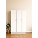 Demezler Mobilya Modern 3 Kapaklı Beyaz Gardırop 180x118x50 cm MDF Elbise Dolabı Askılı Raflı Yatak Odası Dolabı