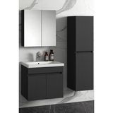 Demezler Mobilya Viena 80 cm Camlı Üst Modül ve Seramik Lavabolu, Mdf Banyo Dolabı Takımı - Antrasit