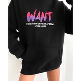 Demir Grup cc Baskılı Üç Iplik Kapüşonlu Oversize Sweatshirt - Siyah - L - XL - Standart