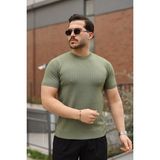 Demir Grup cc Erkek Fitilli Bisiklet Yaka Triko Tişört - Çok Renkli - L - XL