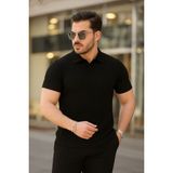 Demir Grup cc Erkek Kısa Kollu Yakalı Çizgi Desenli Triko Bluz - Renkli - XL