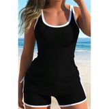 Demir Grup cc Kadın Askılı Yuvarlak Yaka Arkadan Çapraz Detaylı Dalgıç Bluz ve Kısa Short Ikili Takım - Çok Renkli - 1 Drop - L - XL