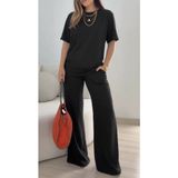 Demir Grup cc Kadın Kısa Kollu Bisiklet Yaka Viskon Iki Iplik Bluz ve Pantolon Ikili Takım - Çok Renkli - 1 Drop - L - XL