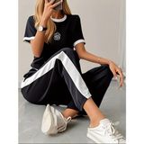 Demir Grup cc Kadın Kısa Kollu Bisiklet Yaka Viskon Iki Iplik Bluz ve Pantolon Ikili Takım - Siyah - 1 Drop - L - XL