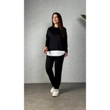 Demir Grup cc Kadın Uzun Kollu Kapşonlu Bağcıklı Viskon Iki Iplik Bluz ve Pantolon Ikili Takım - Çok Renkli - 1 Drop - L - XL