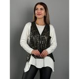 Demir Grup cc Kadın Yılan Desen Fermuar Detay Yelek ve Asimetrik Kesim Bluz Salaş Ikili Takım - Renkli - 1 Drop - XL