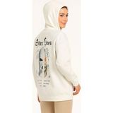 Demir Grup cc Kapşonlu Sweatshirt – Oversize Üç Iplik Şardonlu Hoodie, “other Lives” Ön - Arka Baskılı, Kanguru Cepli, Kışlık Rahat Günlük Stil - Beyaz - L - XL - Standart