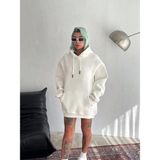 Demir Grup cc Kapşonlu Üç Iplik Penye Basic Sweatshirt - Beyaz - L