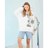 Demir Grup cc Kapüşonlu Strong Heykel Baskılı Sweatshirt - Beyaz - L - Siyah