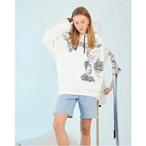 Demir Grup cc Kapüşonlu Üç Iplik Sweatshirt – Beyaz Strong Heykel Baskılı, Rahat Kalıp, Kanguru Cepli Modern Tasarım - L - XL - Standart