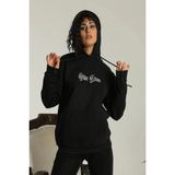 Demir Grup cc Oversize Üç Iplik Kapüşonlu Sweatshirt – Siyah “other Lives” Ön ve Arka Baskılı, Şardonlu Kışlık, Rahat Günlük Model Siiyah - L - XL - Standart