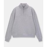 Demir Grup cc Oversize Yarım Farmuarlı Yakalı Basic Sweatshirt - Gri - L - XL - Standart