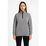 Demir Grup cc Üç Iplik Dık Yaka Yarım Fermuarlı Sweatshirt - Gri - L - XL - Standart