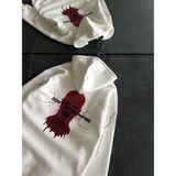 Demir Grup cc Üç Iplik Kapşonlu Baskılı Oversize Sweatshirt- Beyaz - L - XL - Standart