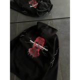 Demir Grup cc Üç Iplik Kapşonlu Baskılı Oversize Sweatshirt- Siyah - L - XL - Standart
