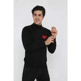 Demir Grup cc Unisex Yarım Boğazlı Baskılı Dokuma Triko - Siyah - L - XL