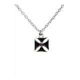 Demir Haç Figürlü Kolye – Gotik Unisex Antik Tasarım, 60 Cm Zincirli