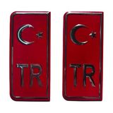 Demir Led Tr Plaka Sticker (5 Takım) - 1 - Beyaz - Kırmızı