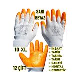 Demir Safety 12 ÇİFT Sarı Nitril İnşaat Eldiveni- İş Eldiveni 10Xl-Montaj Depo Tarım Tamir Sanayi Eldiveni