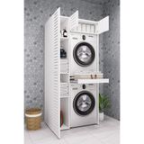 DEMİRBAL MOBİLYA MDF ÇAMAŞIR MAKİNESİ VE KURUTMA MAKİNESİ DOLABI LAKE PANJUR KAPAK STANDART (BEYAZ)