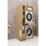 DEMİRBAL MOBİLYA MDF ÇAMAŞIR MAKİNESİ VE KURUTMA MAKİNESİ DOLABI SEPETLİ (AHŞAP LEFKAS MEŞE)