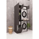 DEMİRBAL MOBİLYA MDF ÇAMAŞIR MAKİNESİ VE KURUTMA MAKİNESİ DOLABI SEPETLİ (ANTRASİT)