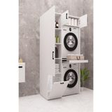 DEMİRBAL MOBİLYA MDF ÇAMAŞIR MAKİNESİ VE KURUTMA MAKİNESİ DOLABI SEPETLİ (BEYAZ)