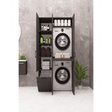 DEMİRBAL MOBİLYA MDF ÇAMAŞIR MAKİNESİ VE KURUTMA MAKİNESİ DOLABI SEPETLİ KAPAKLI (ANTRASİT)
