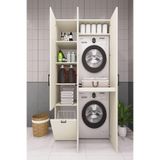 DEMİRBAL MOBİLYA MDF ÇAMAŞIR MAKİNESİ VE KURUTMA MAKİNESİ DOLABI SEPETLİ KAPAKLI (AYTAŞI KREM)