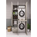 DEMİRBAL MOBİLYA MDF ÇAMAŞIR MAKİNESİ VE KURUTMA MAKİNESİ DOLABI SEPETLİ KAPAKLI (KUMBEJİ KUMTAŞI)