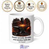 Demirciye Hediye Kıvılcımlar Örs Dövme Kaynak Gözlüğü Baskılı Porselen Kupa Bardak