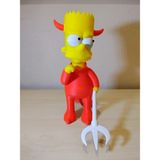 Demirhan3D 😈 Bart Simpson Devil Figürü | Pla Hammadde | 20 cm Dekoratif Koleksiyon Figürü | Tak-Çıkar 3 Mızraklı Kılıç Tasarımı