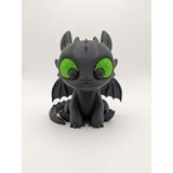 Demirhan3D 🐉 Dişsiz (Toothless) Siyah Ejderha Figürü 💚 11,5 cm | 3D Baskı Pla Koleksiyon Dekoru