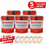 Demmerg Akrilik Esaslı Yol Çizgi Boyası 25KG - Kapalı Otopar, Fabrika ve Depo Boyası - 5 Adet - Mavi