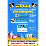 Demo Etiket Okul Kreş Etiketi Kalem Defter Özel Isim Yazılabilen Etiket Sticker- 224 Adet Mickey Mouse