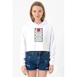 Demon Slayer Anime Crest Earring Demon Beyaz Optik Kadın Crop Kapşonlu