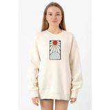Demon Slayer Anime Crest Earring Demon Ekru Kadın 2ip Sweatshirt