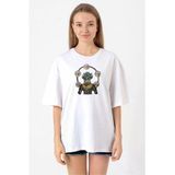 Demon Slayer Anime Hantengu Clone Beyaz Kadın Oversize Tshirt