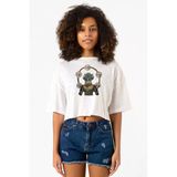 Demon Slayer Anime Hantengu Clone Beyaz Kırçıllı Kadın Crop Tshirt