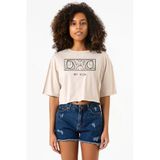 Demon Slayer Anime Inosuke Hashibira Eyes Bej Kadın Crop Tshirt