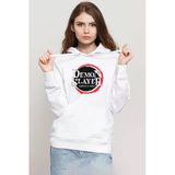 Demon Slayer Anime Squad Demon Slayer Kimetsu No Yaiba Beyaz Kadın 3İp Kapşonlu Sweatshirt