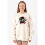 Demon Slayer Anime Squad Demon Slayer Kimetsu No Yaiba Ekru Kadın 2ip Sweatshirt