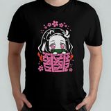Demon Slayer Kimetsu No Yaiba Nezuko %100 Pamuklu Bisiklet Yaka T-Shirt Model - 2 - Siyah